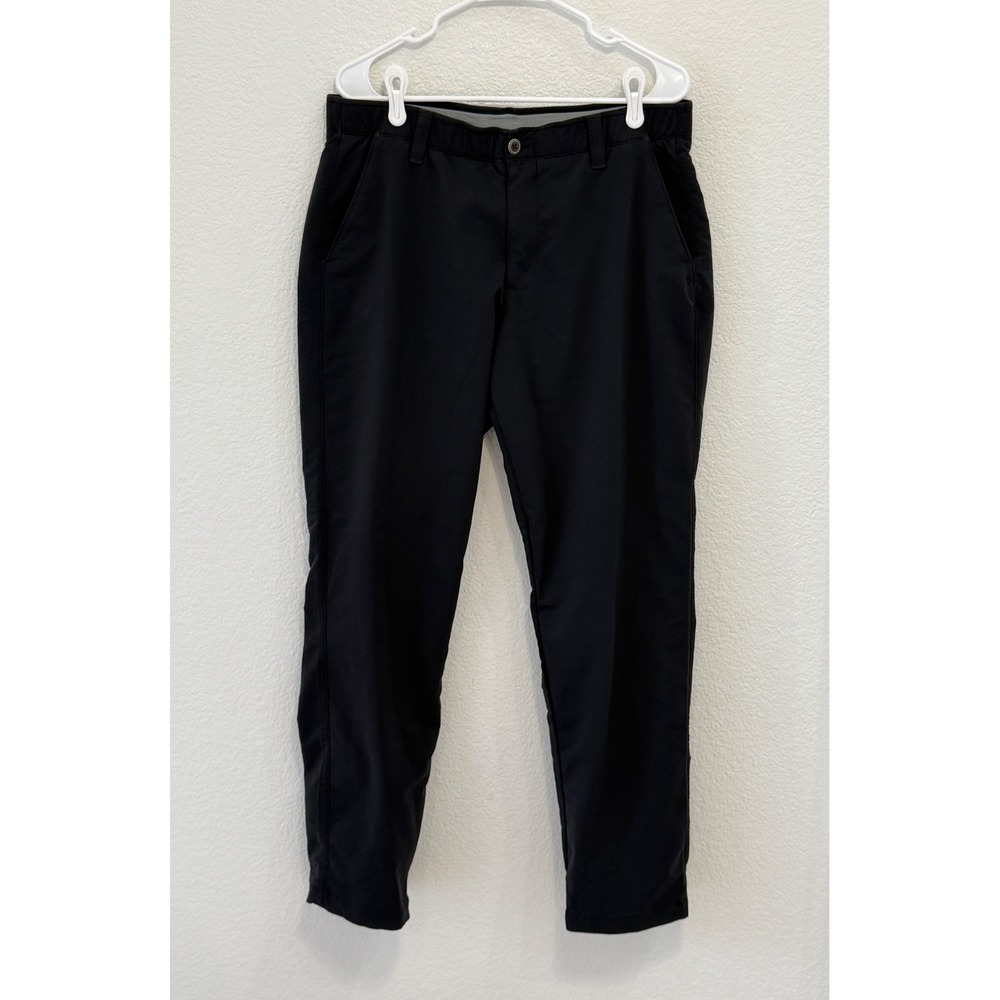 Under Armour Mens Black Performance Golf Pants 36x32 Flat Front Trousers